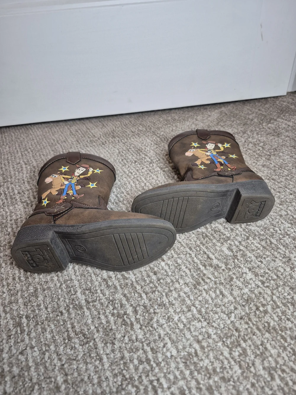 Disney Brown Kids Cowboy Boots with Woody Graphic